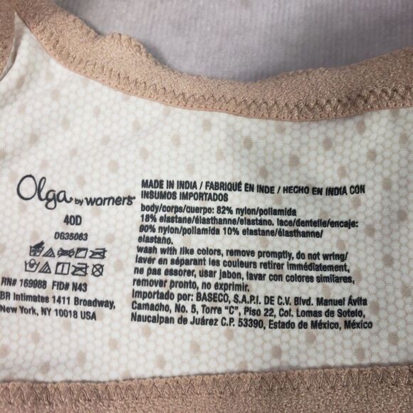 Olga Underwire Bra Luxury Lift Full Figure 35063 40D Nude Dot 1 - Picture 7 of 9